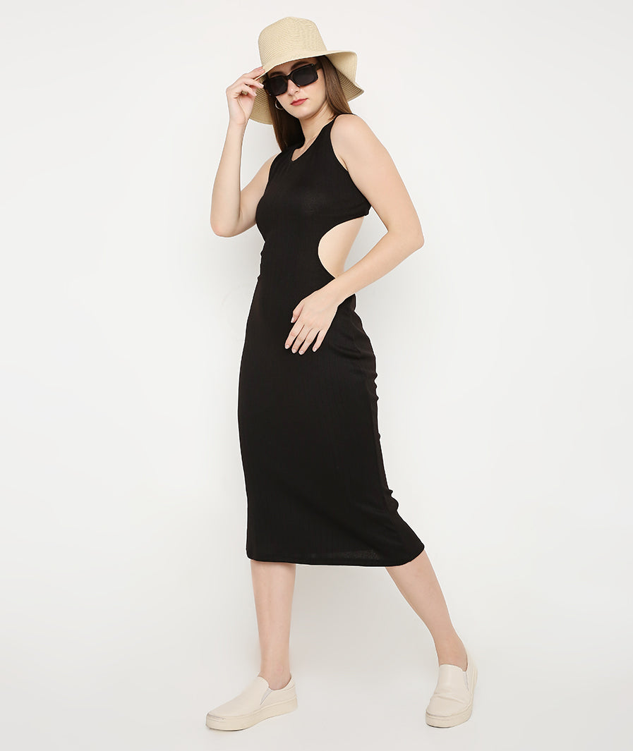 Black Long Dress with Back Cut-Out